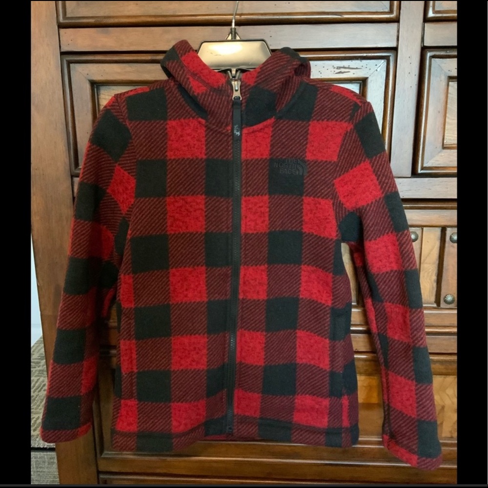 The North Face Full Zip Hooded Crescent Sunset Soft Shell Jacket Girl Sz L14/16 - Picture 4 of 10
